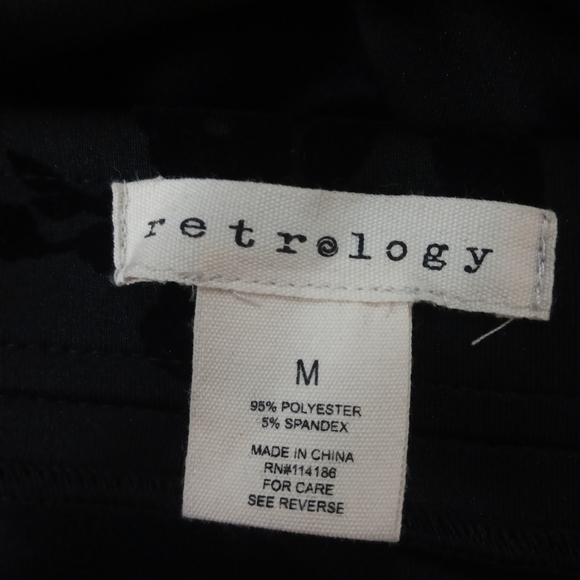 Black Velvet Floral Retrology Mid High Rise Pants - Picture 8 of 9